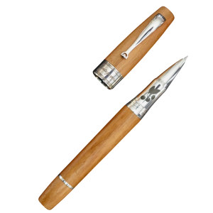 Introducing the Montegrappa x Style of Zug "Kirsch" Limited Edition Pen, exclusively available at Style of Zug. Crafted from the finest Zuger Cherry Wood, renowned for its exceptional quality and unique properties, this is the first ever Cherry Wood Extra 1930 created by Montegrappa. This exquisite pen features an 18kt Gold Nib, available in a variety of sizes including EF, F, M, B or Stub 1.0, ensuring a luxurious writing experience that is tailored to your needs. All metal parts of the Montegrappa x Style of Zug "Kirsch" pen are meticulously crafted from solid 925 Sterling Silver, showcasing the attention to detail and quality that is synonymous with our brand. The grip section of the pen is adorned with a beautifully engraved design featuring three cherries, inspired by a vintage Zuger Poster that celebrates the region's reputation as Cherryland. This limited edition pen is a celebration of the rich history and traditions of Zug, and embodies the luxury and craftsmanship that is synonymous with Montegrappa. Indulge in the ultimate writing experience with the Montegrappa x Style of Zug "Kirsch" Limited Edition Pen, available exclusively at Style of Zug.